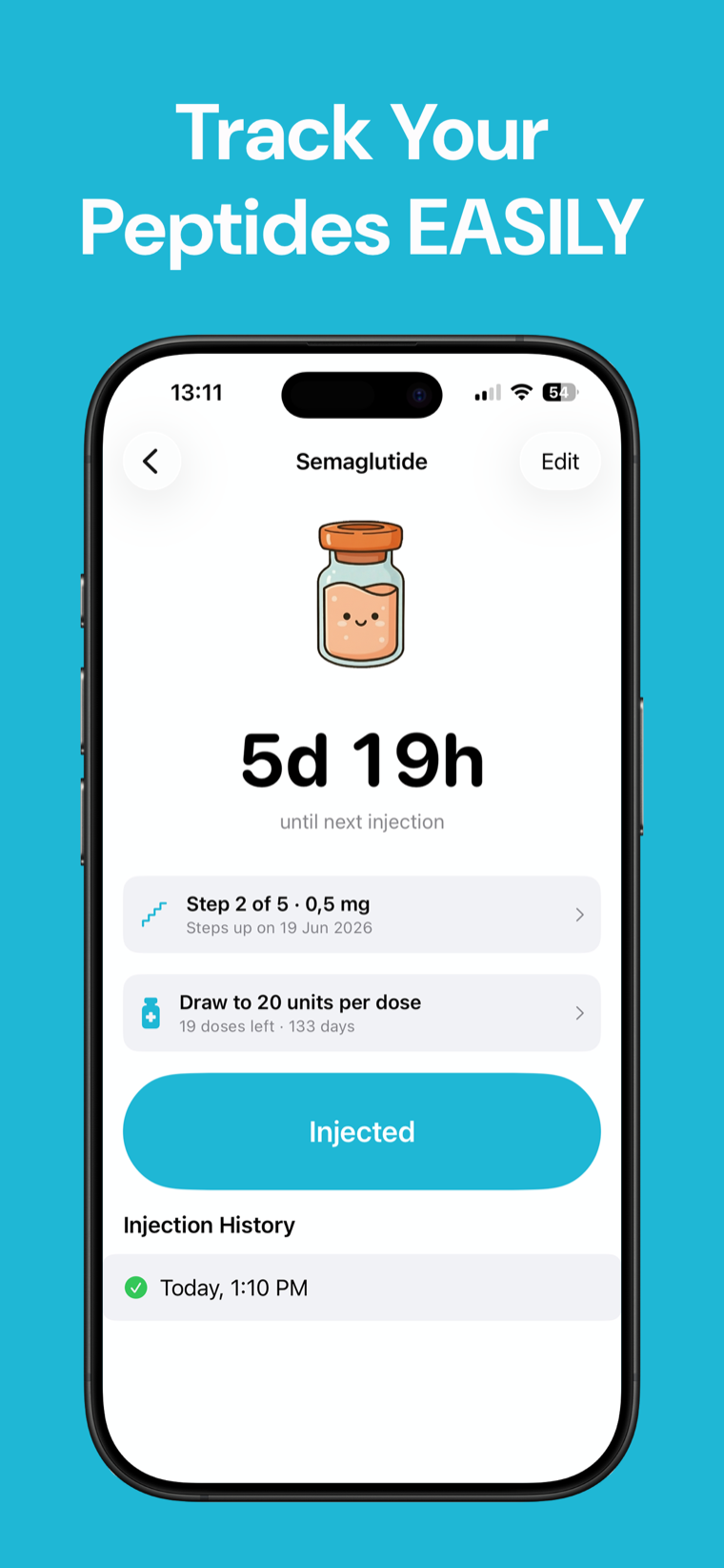 Track your peptides easily — Peptide Tracker home screen on iPhone showing the peptide library and tracked protocols